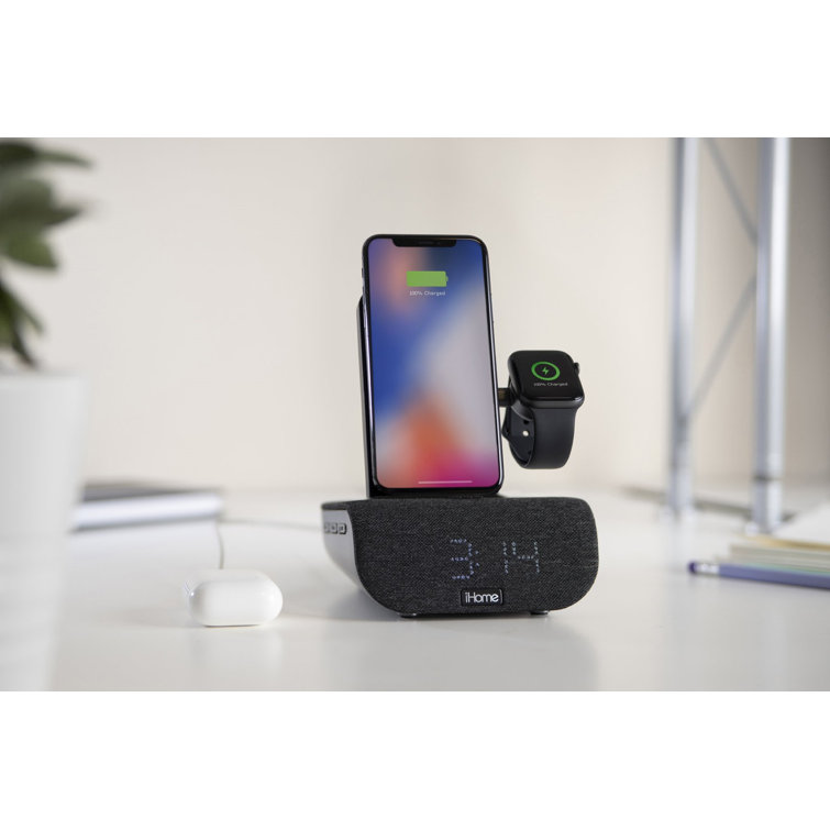 iHome Triple Charging Bluetooth Alarm Clock With Wireless Fast Charging